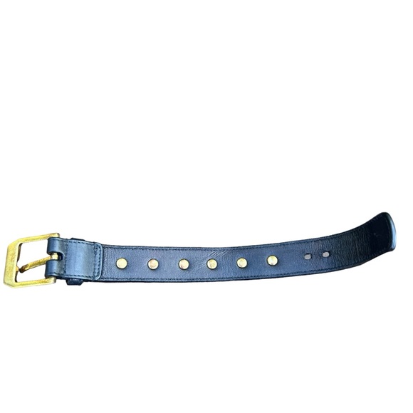 Saint Laurent Paris Black Leather Studded Bracelet with Gold-Tone Hardware - Picture 7 of 8
